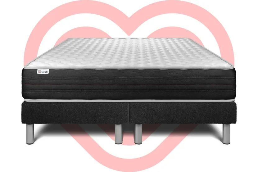 Ensemble Matelas Sommier 180x200 cm - 2 Sommiers Noir - Vitalmemo One