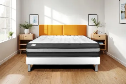 Ensemble Matelas Sommier 160x220 cm - Sommier Blanc (en kit) - Vital Power Zen