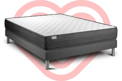 Ensemble Matelas Sommier 160x220 cm - Sommier Gris (en kit) - Vitalpower