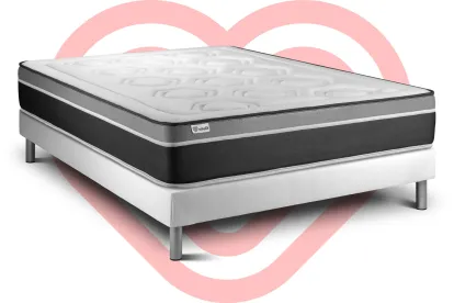 Ensemble Matelas Sommier 160x220 cm - Sommier Blanc (en kit) - Vital Care