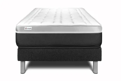 Ensemble Matelas Sommier 120x200 cm - Sommier Noir (en kit) - Vital Soft