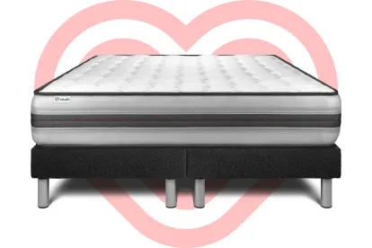 Ensemble Matelas Sommier 160x200 cm - 2 Sommiers Noir - Vitalpower Recover