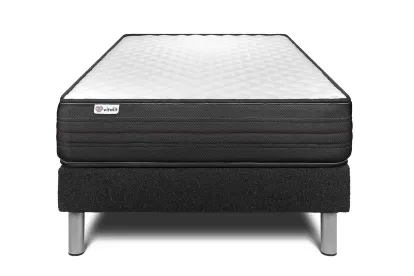 Ensemble Matelas Sommier 90x190 cm - Sommier Noir (déjà monté) - Vitalpower