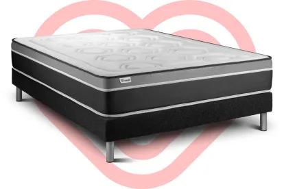 Ensemble Matelas Sommier 135x190 cm - Sommier Noir (en kit) - Vital Care