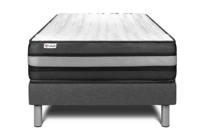 Ensemble Matelas Sommier 120x190 cm - Sommier Gris (en kit) - Vital Power Zen