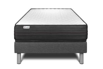 Ensemble Matelas Sommier 120x200 cm - Sommier Gris (en kit) - Vitalpower