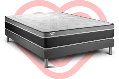Ensemble Matelas Sommier 135x200 cm - Sommier Gris (en kit) - Vital Care