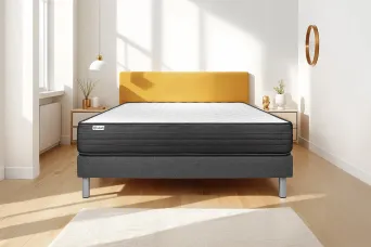 Ensemble Matelas Sommier 130x200 cm - Sommier Gris (en kit) - Vitalpower