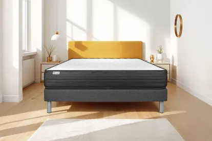 Ensemble Matelas Sommier 130x200 cm - Sommier Gris (en kit) - Vitalpower