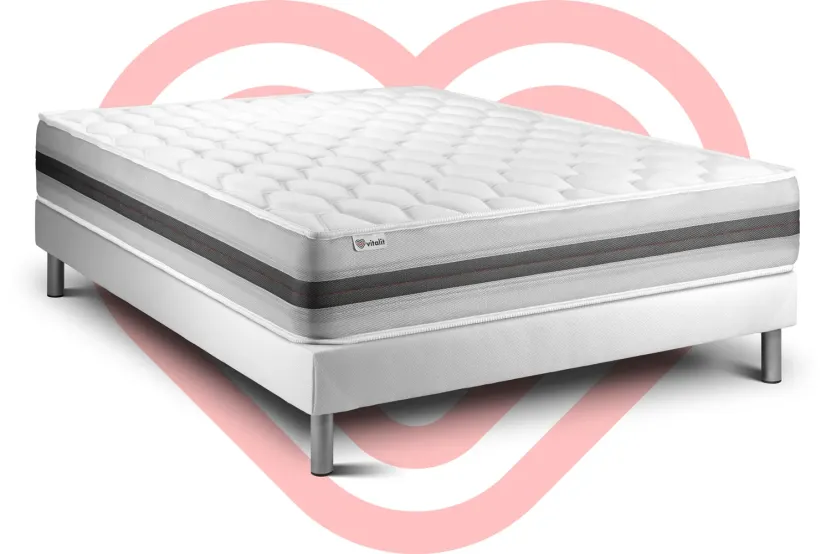 Ensemble Matelas Sommier 160x190 cm - Sommier Blanc (en kit) - Vitalspring Recover