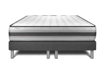 Ensemble Matelas Sommier 160x200 cm - 2 Sommiers Gris - Vitalpower Recover