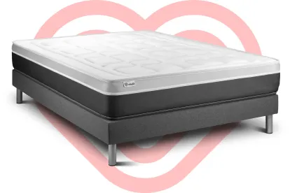 Ensemble Matelas Sommier 160x200 cm - Sommier Gris (en kit) - Vital Soft