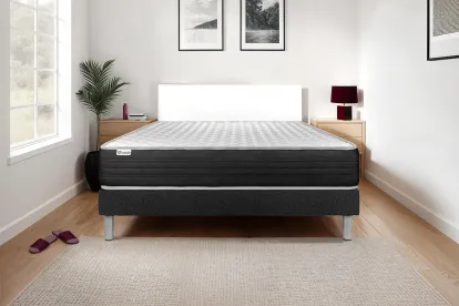 Ensemble Matelas Sommier 160x220 cm - Sommier Noir (en kit) - Vitalmemo One