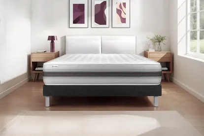 Ensemble Matelas Sommier 200x200 cm - Sommier Noir (en kit) - Vitalmemo Back
