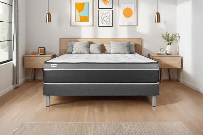 Sommier Tapissier 100x200 cm - Toile - Gris