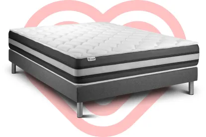 Ensemble Matelas Sommier 135x190 cm - Sommier Gris (en kit) - Vitalspring Zen