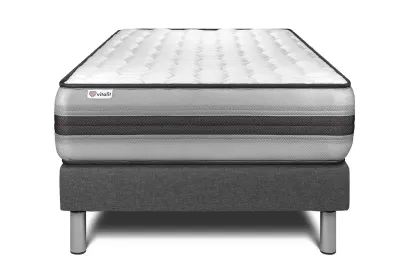 Ensemble Matelas Sommier 90x200 cm - Sommier Gris (déjà monté) - Vitalpower Recover