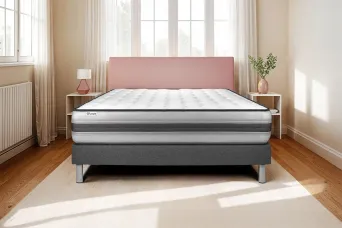 Ensemble Matelas Sommier 160x190 cm - Sommier Gris (en kit) - Vitalpower Recover
